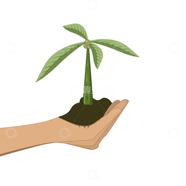 源文件下载【趣麦麦图】绿色卡通手捧一棵树