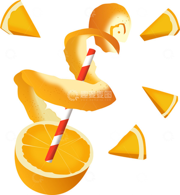源文件下载【趣麦麦图】橙子削皮夏日饮品适量手绘