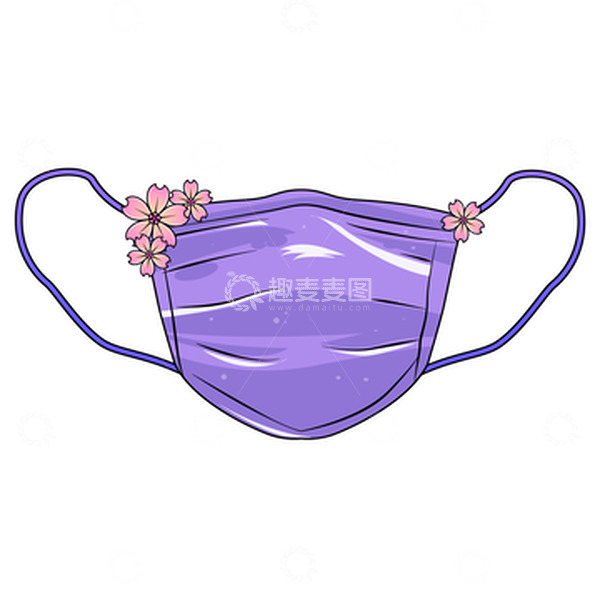 源文件下载【趣麦麦图】手绘紫色卡通口罩疫情防护