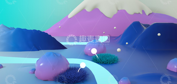 源文件下载【趣麦麦图】3D立体简约雪山小场景背景