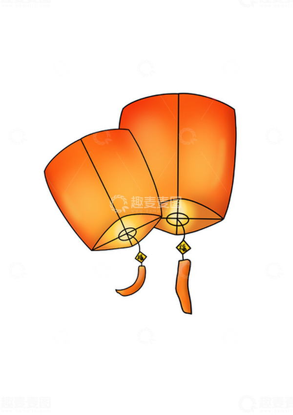 源文件下载【趣麦麦图】中元节手绘孔明灯