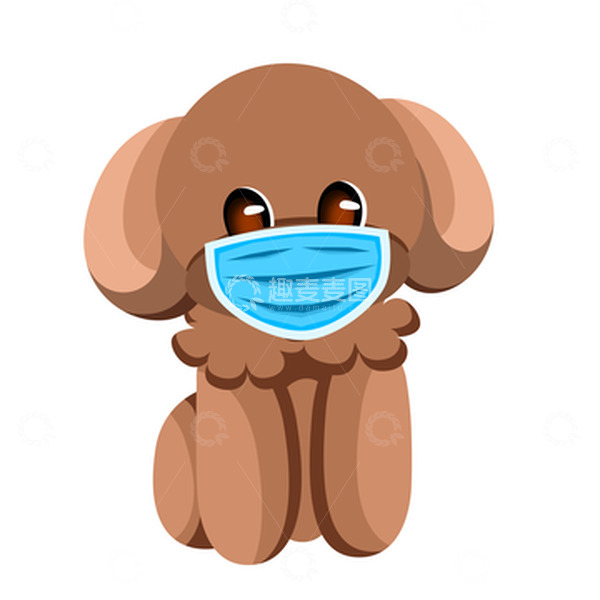 源文件下载【趣麦麦图】-卡通防疫小狗