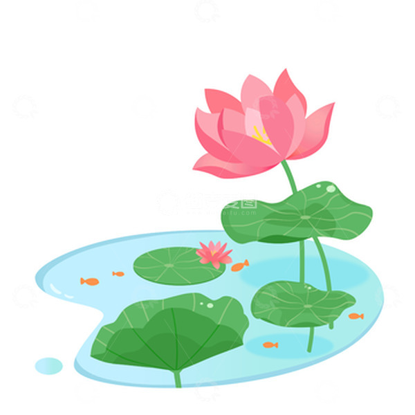 源文件下载【趣麦麦图】夏天荷花荷叶元素