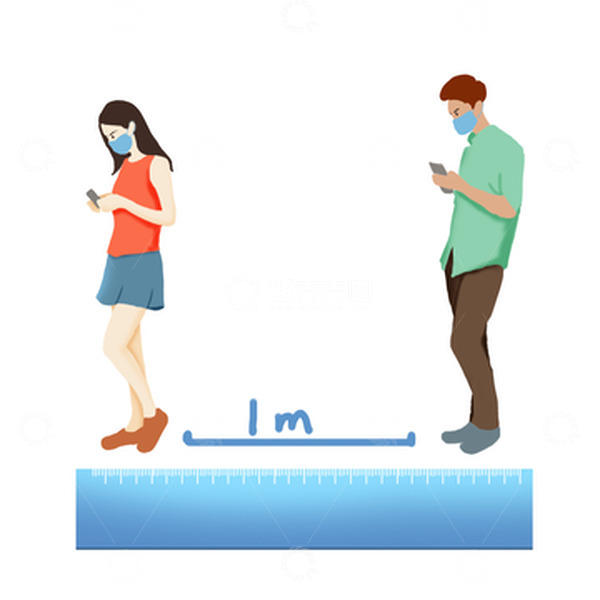 源文件下载【趣麦麦图】手绘防疫保持距离