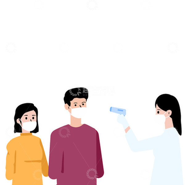 源文件下载【趣麦麦图】矢量配合防疫排队测温枪测温