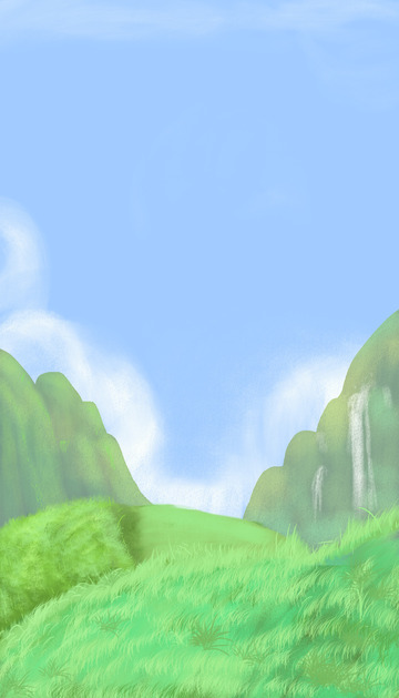 手绘风景山水PSD