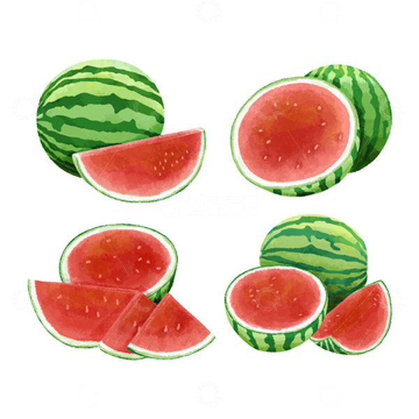 源文件下载【趣麦麦图】清新夏日手绘西瓜插画素材