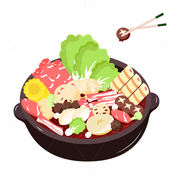 源文件下载【趣麦麦图】红色卡通火锅素材手绘图