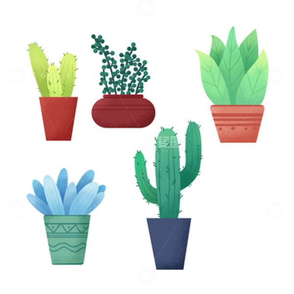 源文件下载【趣麦麦图】小清新肌理风花卉插画元素