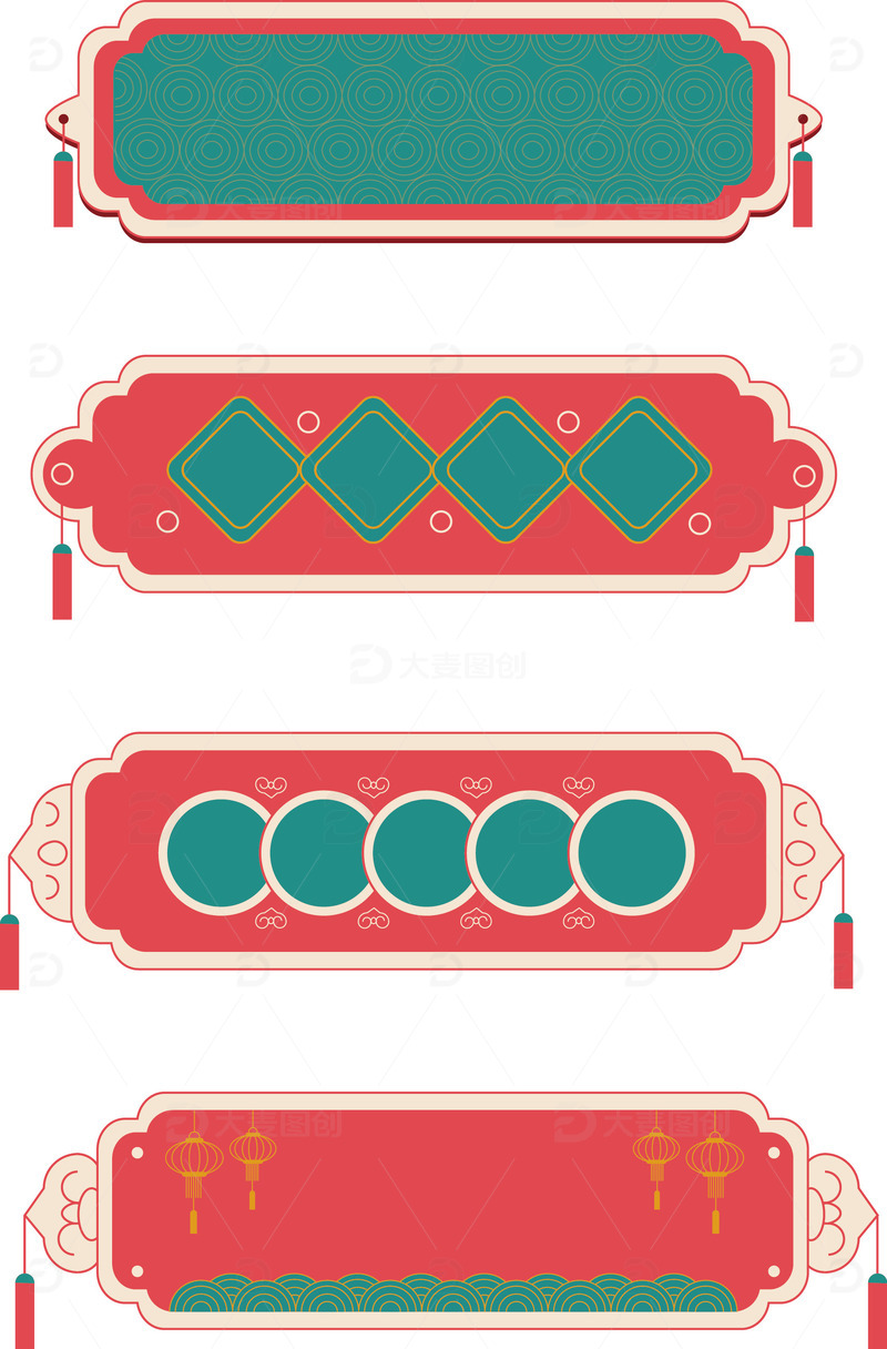 源文件下载【趣麦麦图】国潮风中秋流苏特色边框元素