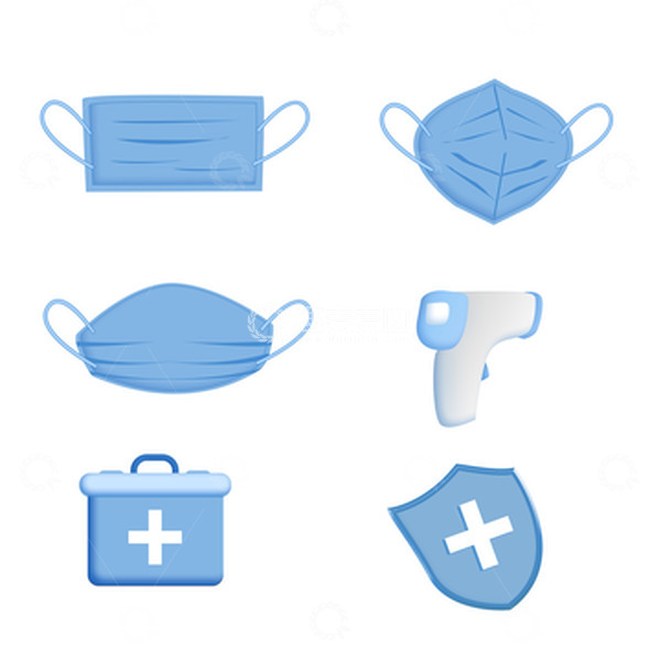 源文件下载【趣麦麦图】蓝色医疗疫情防护防疫口罩护盾