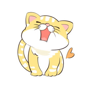 橘色可爱打哈欠猫咪装饰手绘图