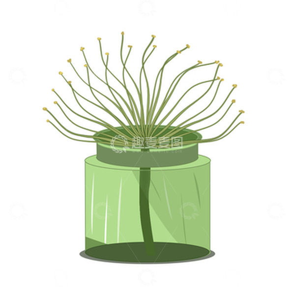 源文件下载【趣麦麦图】绿色复古文艺花瓶插花