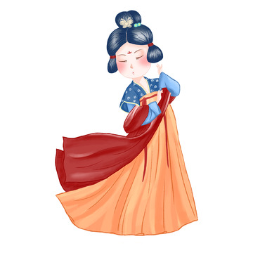 暖色国风唐宫美人中秋节手绘图