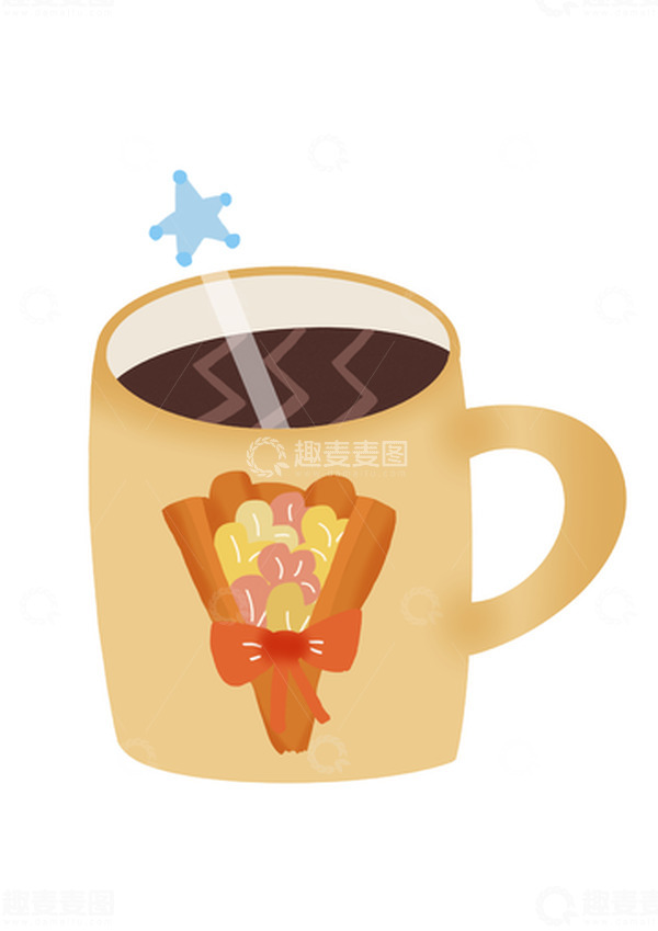 源文件下载【趣麦麦图】黄色咖啡杯元素