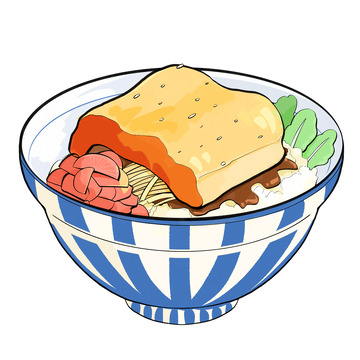 美食盖饭碗食物手绘图装饰