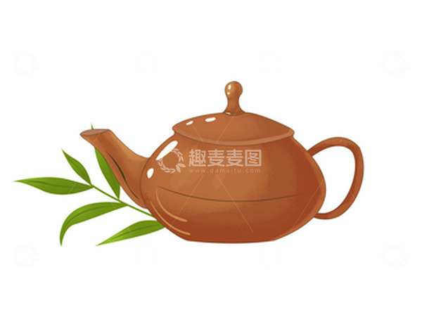 源文件下载【趣麦麦图】-棕色茶壶复古手绘元素
