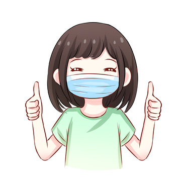 疫情防护带口罩女孩