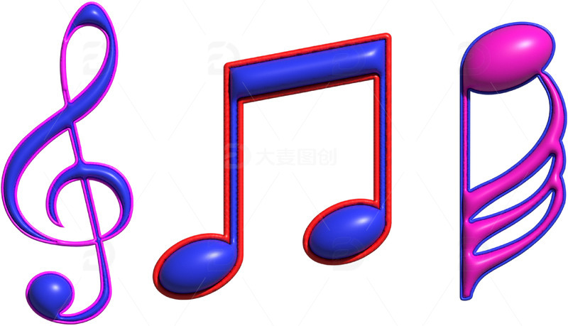 卡通立体3D音符