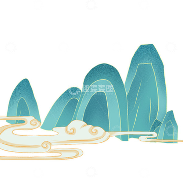 源文件下载【趣麦麦图】国风青山祥云素材