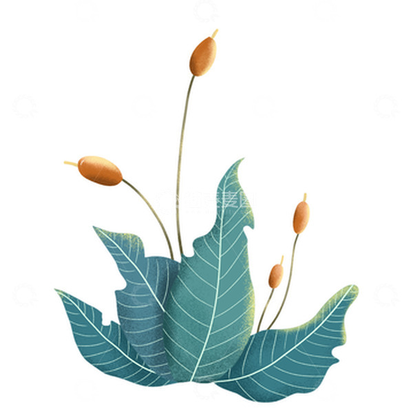 源文件下载【趣麦麦图】绿色国潮扁平风小清新芦苇花丛植物装饰元素