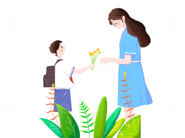 源文件下载【趣麦麦图】扁平风教师节插画