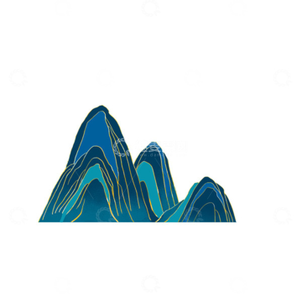 源文件下载【趣麦麦图】手绘国潮山水山丘山脉山峰元素