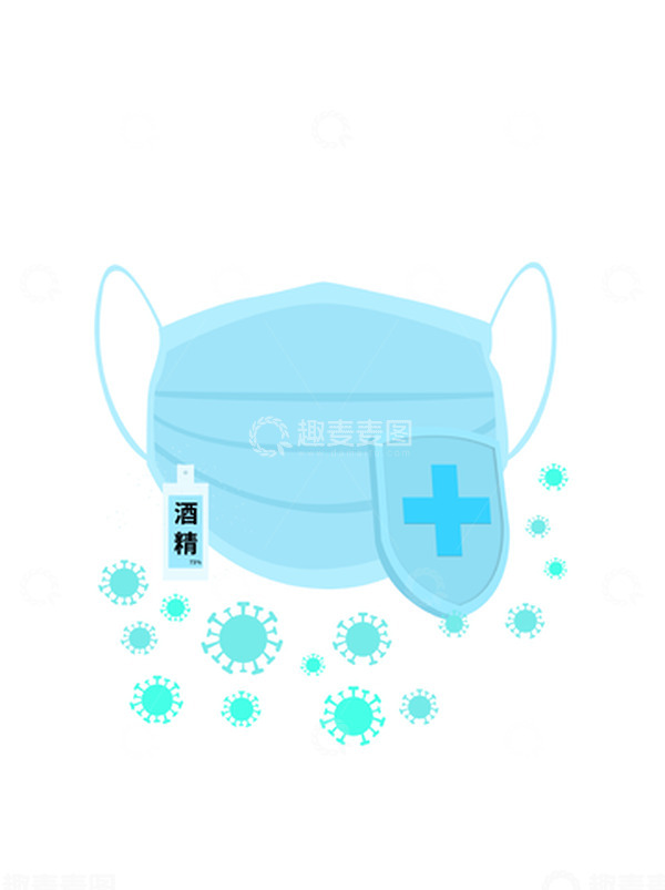 源文件下载【趣麦麦图】疫情防疫口罩新冠病毒消毒保护