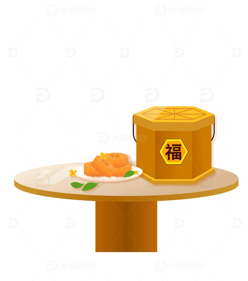 源文件下载【趣麦麦图】中秋团圆吃月饼