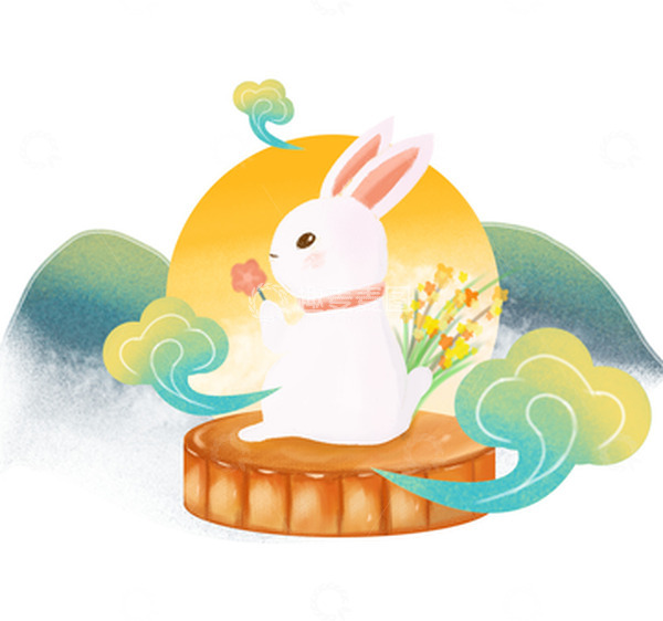 源文件下载【趣麦麦图】-中秋节国潮风手绘兔子月亮