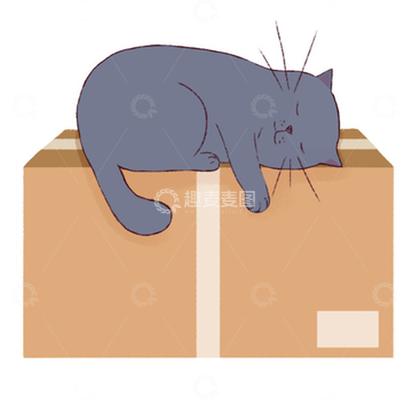 源文件下载【趣麦麦图】可爱猫咪睡觉手绘图