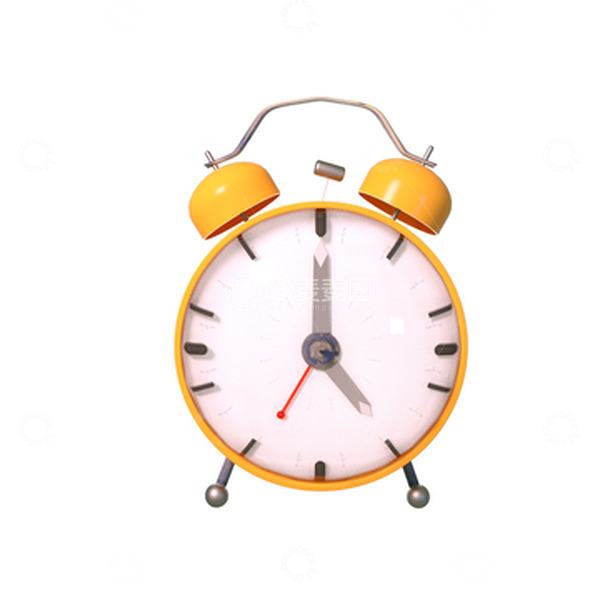 源文件下载【趣麦麦图】黄色简约立体闹钟装饰元素