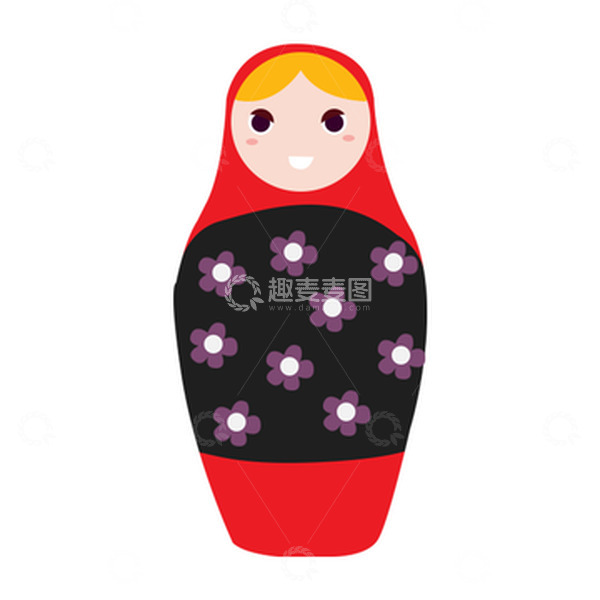 源文件下载【趣麦麦图】可爱小女孩套盒不倒翁卡通插画素材