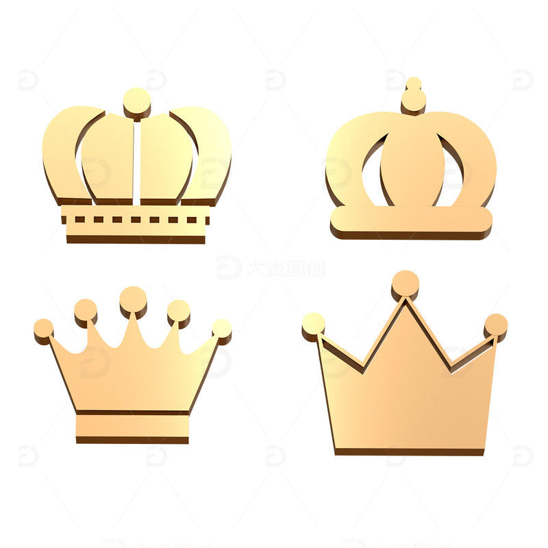 C4D立体皇冠金色