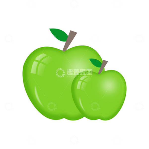 源文件下载【趣麦麦图】-简约漂亮水晶青苹果卡通插画免抠素材