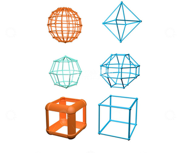 源文件下载【趣麦麦图】3D多面菱形多边形建模元素