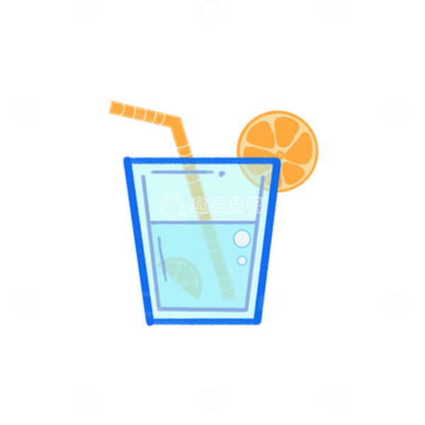 源文件下载【趣麦麦图】蓝色卡通夏季橘子汽水元素