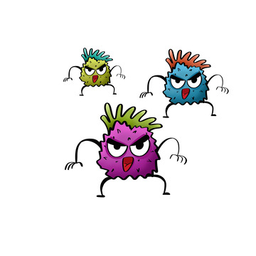 蓝紫病毒手绘疫情抗疫疫情防护卡通元素