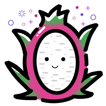 mbe风格手绘元素美味水果火龙果