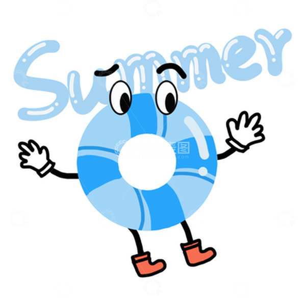 源文件下载【趣麦麦图】蓝色卡通夏日游泳圈元素