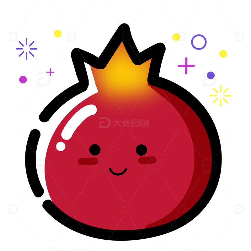 源文件下载【趣麦麦图】mbe风格手绘元素美味水果石榴