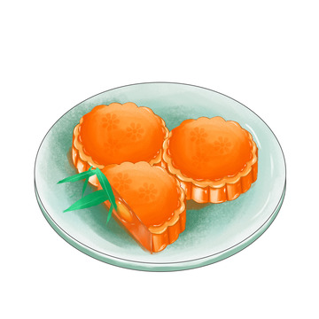 中秋插画手绘蛋黄莲蓉月饼