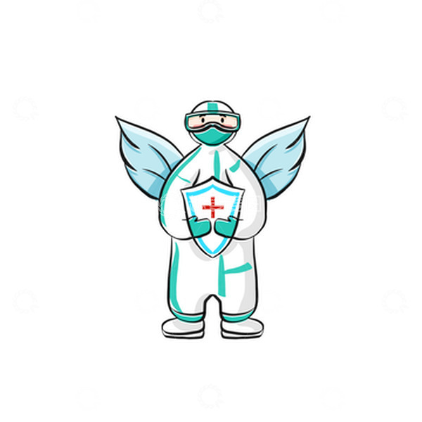 源文件下载【趣麦麦图】白色手绘防疫人员医护大白护士天使元素