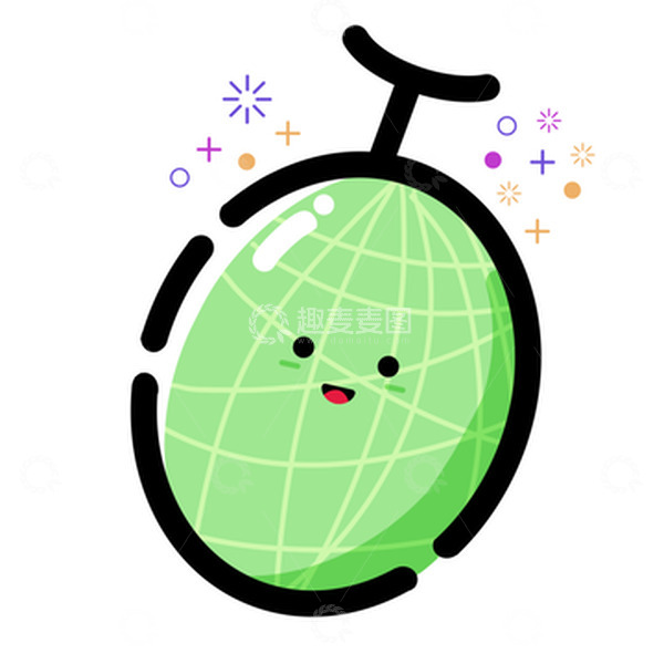 源文件下载【趣麦麦图】mbe风格手绘元素美味水果哈密瓜