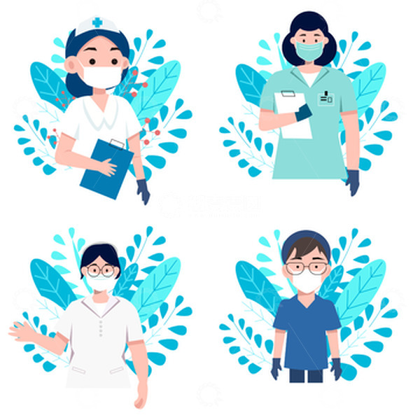 源文件下载【趣麦麦图】疫情防护 护士人物插画 口罩  医疗