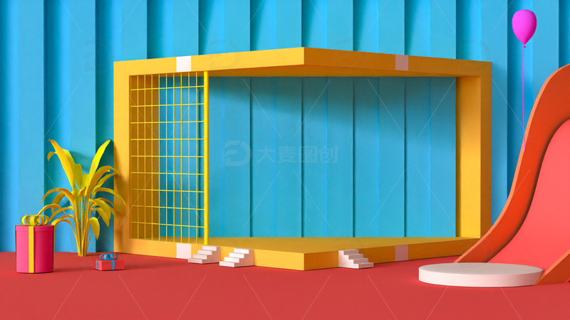 源文件下载【趣麦麦图】C4D马卡龙色系电商展台背景