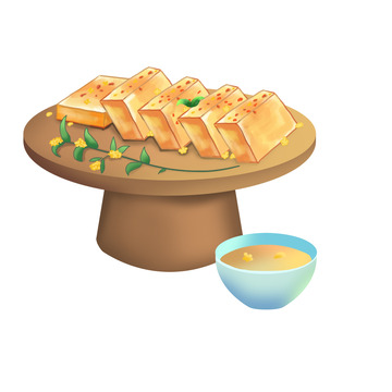 手绘中秋节桂花糕