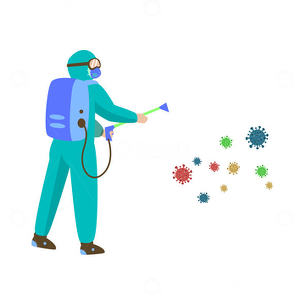 源文件下载【趣麦麦图】疫情防控工作人员消毒液全面消毒新冠病毒