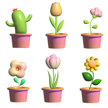 3D立体花朵盆栽