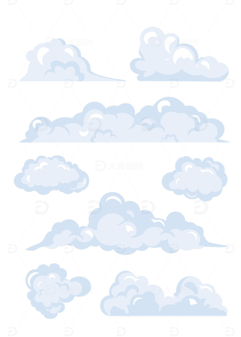 源文件下载【趣麦麦图】卡通可爱蓝天白云云朵装饰插画